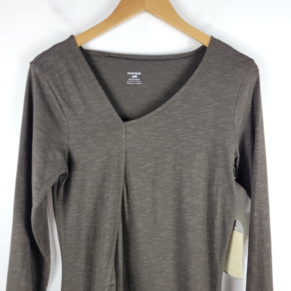 New Horny Toad Pirouette Ruched Asymmetric Long Sleeve Knit Midi Sheath Dress - Picture 3 of 12